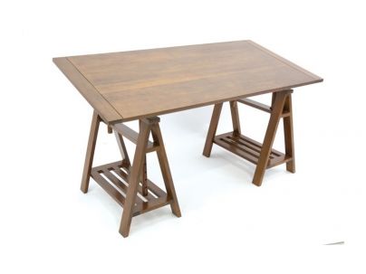 Bureau Ranong 2 en hevea massif de qualité. Fabrication artisanale.