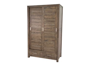 Armoire Thaman 2 tiroirs 2 portes avec penderie et étagères