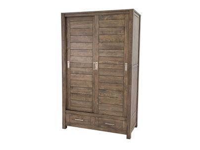 Armoire Thaman 2 tiroirs 2 portes avec penderie et étagères