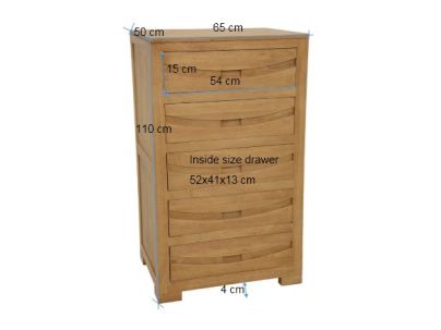 Chiffonnier Phuket en hevea massif de qualité. Fabrication artisanale.