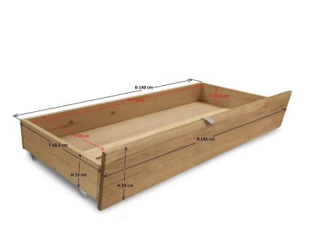 Set de 2 tioirs pour Lit Arthur en epicea massif haut de gamme, meuble pour la chambre. Le Monde du Lit