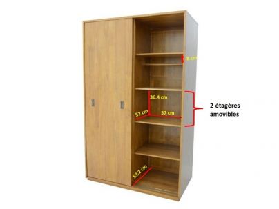 Armoire Europa 2 en hevea massif de qualité. Fabrication artisanale.