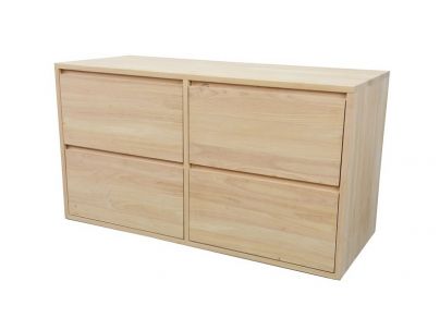 Commode Europa 4 en hevea massif de qualité. Fabrication artisanale.