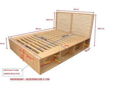 Lit Arbora en hevea massif de qualité. Fabrication artisanale.