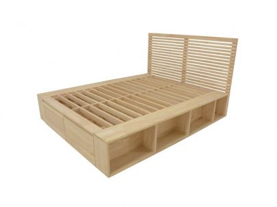 Lit Arbora en hevea massif de qualité. Fabrication artisanale.