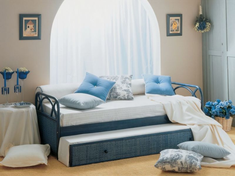 Lit gigogne en rotin haut de gamme, meuble pour la chambre à coucher. Le Monde du Lit