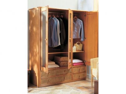Armoire Soria en rotin haut de gamme, meuble pour la chambre à coucher. Le Monde du Lit