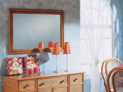 Miroir Gérone en rotin haut de gamme, meuble pour la chambre à coucher. Le Monde du Lit