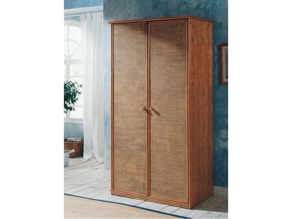 Armoire dressing 3 portes en rotin