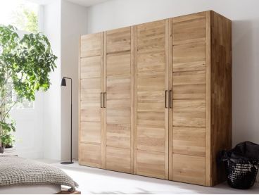 Grande armoire dressing 5 portes en bois massif rustique