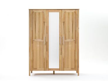 Armoire Malo personnalisable avec miroir 3 portes 156 cm en hêtre massif -  Armoire en bois - Le Monde du Lit