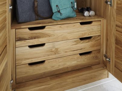 Armoire Pablo 4 en chêne massif haut de gamme, meuble pour la chambre. Le Monde du Lit