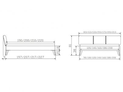 Lit Leni en chêne sauvage massif de qualité, Hasena fabricant Suisse.