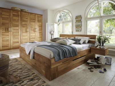 Lit Pablo 2 en chêne massif haut de gamme, meuble pour la chambre. Le Monde du Lit