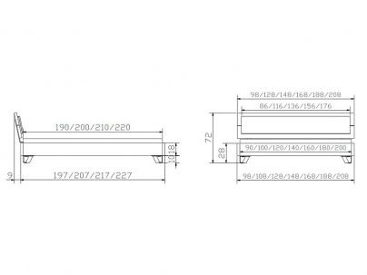 Lit Onito Vintage en chêne sauvage massif, Hasena fabricant Suisse.