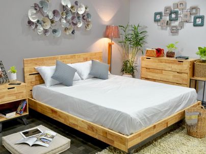 Lit Californy 2 en hévéa massif recyclé de qualité. Meuble en bois massif pour la chambre. Le Monde du Lit