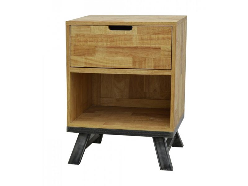 Chevet Californy 2 en hévéa massif recyclé de qualité. Meuble en bois massif pour la chambre. Le Monde du Lit