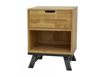 Chevet Californy 2 en hévéa massif recyclé de qualité. Meuble en bois massif pour la chambre. Le Monde du Lit