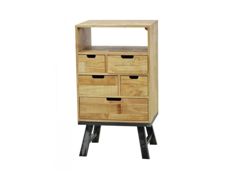 Commode Californy 2 en hévéa massif recyclé de qualité. Meuble en bois massif pour la chambre. Le Monde du Lit