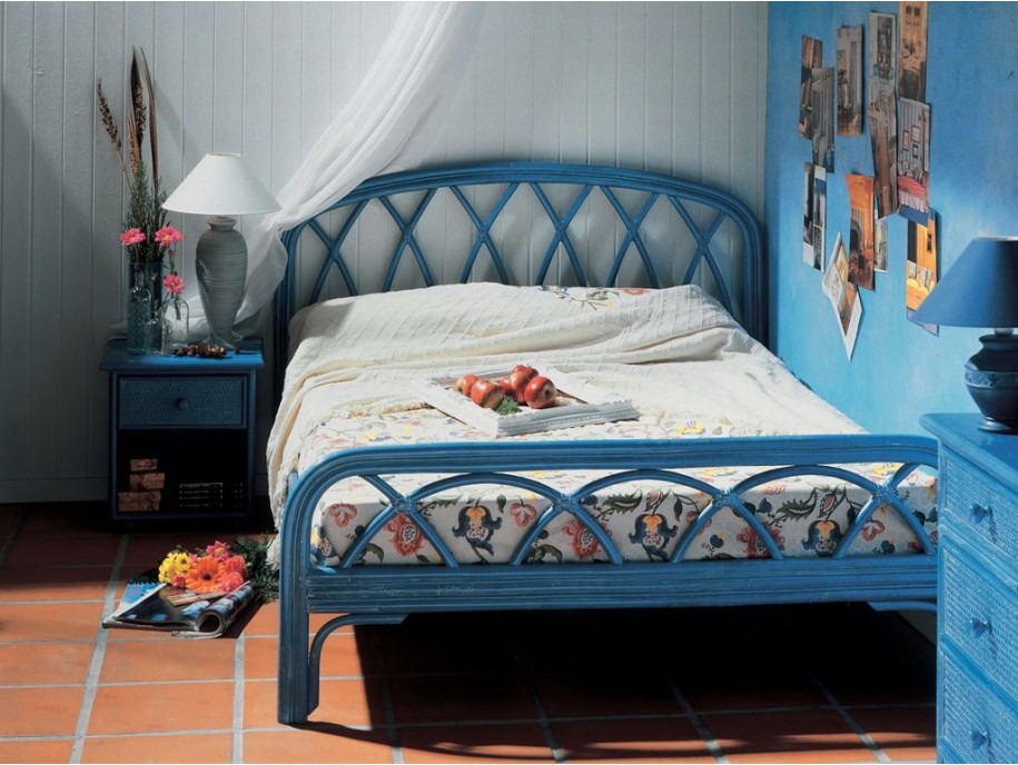 Tête de lit Mérida en rotin haut de gamme, meuble pour la chambre à