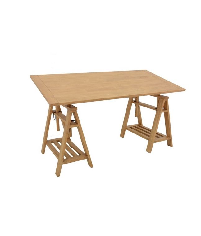 Bureau Ranong 2 en hevea massif de qualité. Fabrication artisanale.