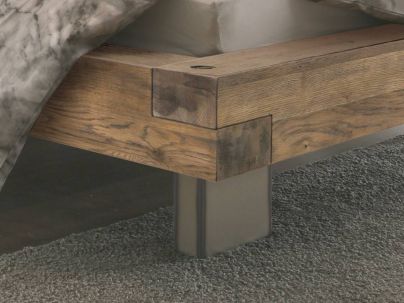 Lit Quada Vintage en chêne sauvage massif, Hasena fabricant Suisse. Meuble pour la chambre