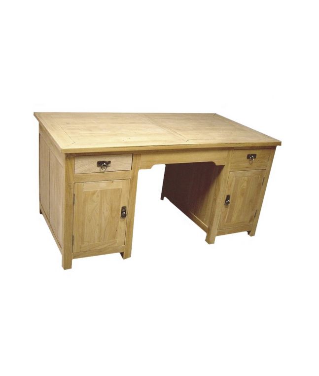 Bureau Bangkok 2 en hevea massif de qualité. Fabrication artisanale.