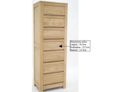 Chiffonnier Tak en hévéa massif de qualité. Meuble en bois massif pour la chambre. Le Monde du Lit