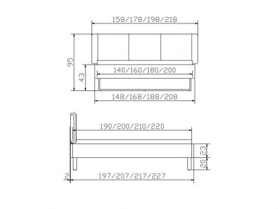 Lit Jeno Vintage en chêne sauvage massif, Hasena fabricant Suisse. Meuble pour la chambre