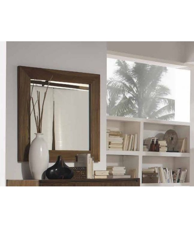 Miroir Lambaca en teck massif de qualité. Fabrication artisanale.