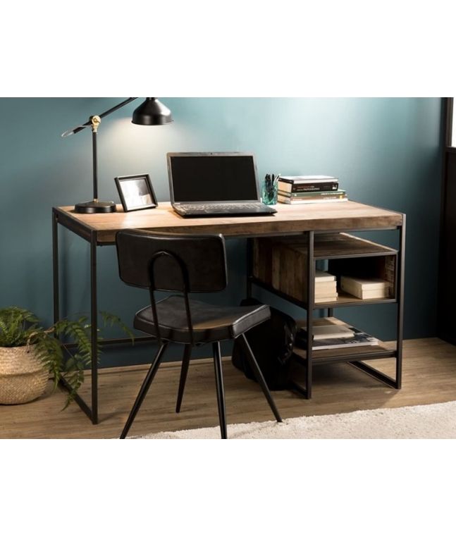 Bureau Santa Ana 3 en Teck recyclé haut de gamme, meuble pour la chambre. Le Monde du Lit