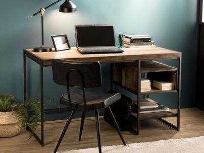 Bureau Santa Ana 3 en Teck recyclé haut de gamme, meuble pour la chambre. Le Monde du Lit