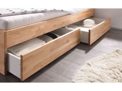 Lit Spazio2 en hêtre massif avec tiroirs. Hasena fabricant Suisse. Meuble chambre. Le Monde du Lit