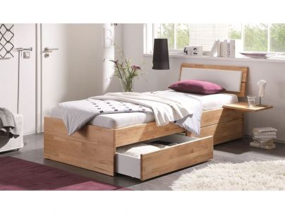 Lit Spazio2 en hêtre massif avec tiroirs. Hasena fabricant Suisse. Meuble chambre. Le Monde du Lit