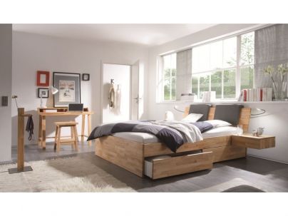 Lit Spazio en hêtre massif avec tiroirs. Hasena fabricant Suisse. Meuble chambre. Le Monde du Lit